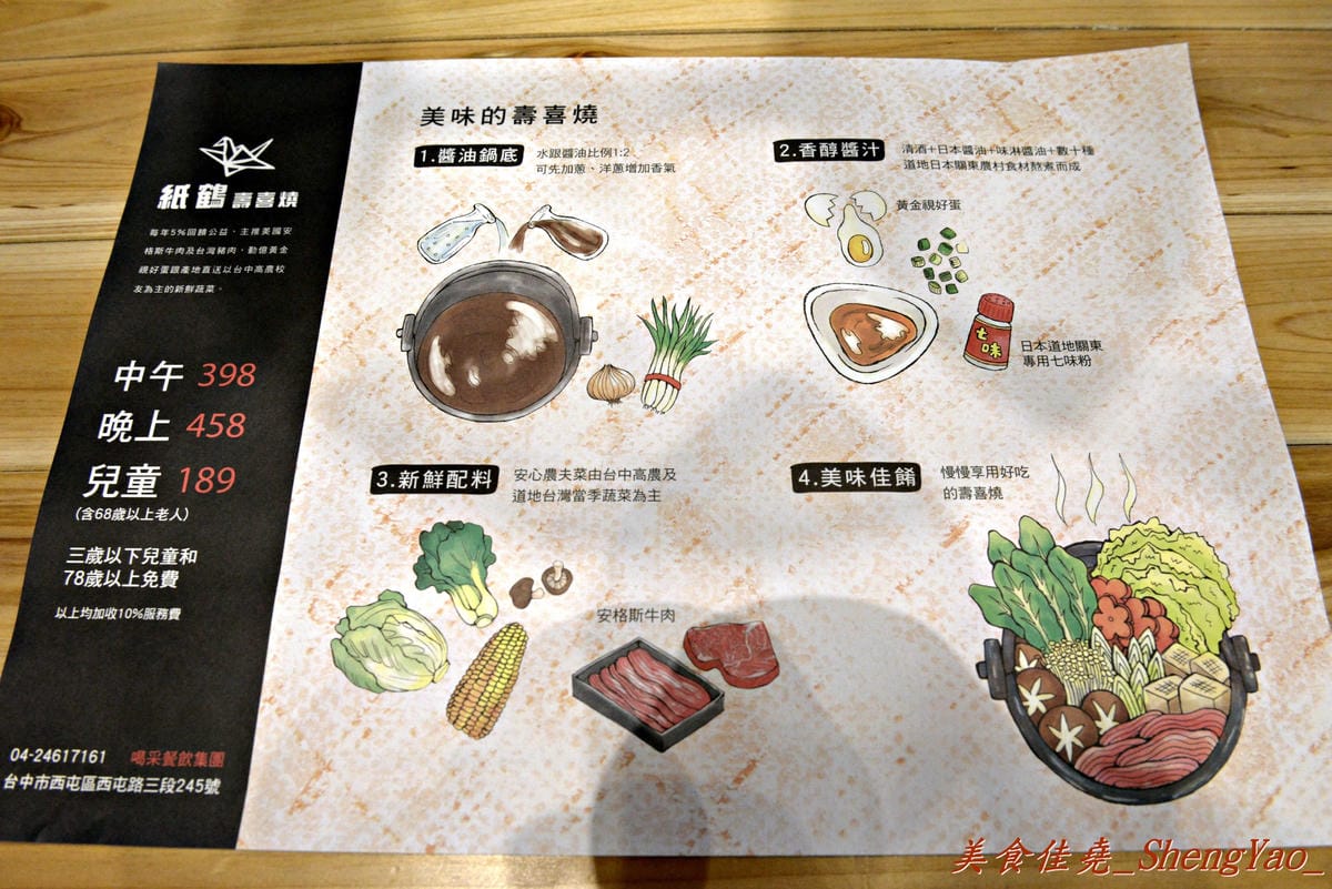 [台中西屯]紙鶴壽喜燒 – 中科商圈新開的壽喜燒吃到飽,肉類品質不錯,新鮮現切有厚度,超推安格斯牛肉 !! (已歇業)