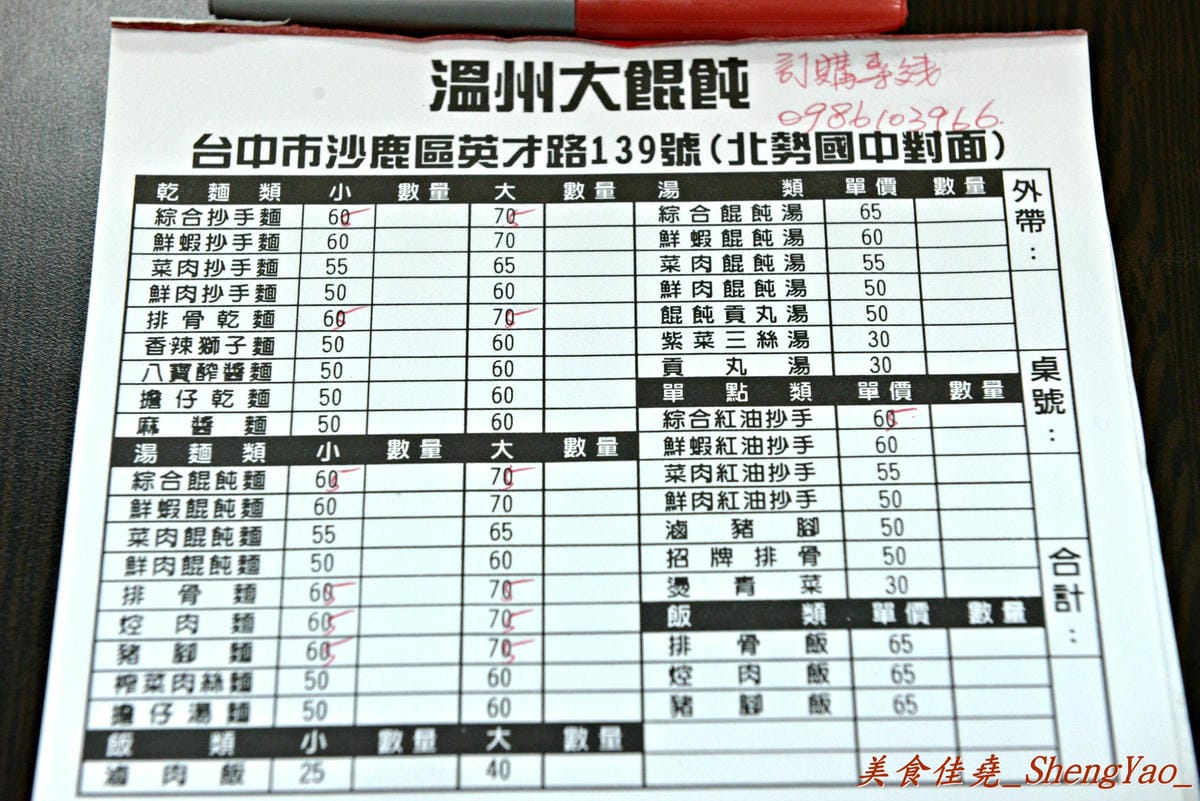 [台中沙鹿]北勢溫州大餛飩 – 沙鹿新開的溫州大餛飩,乾麵類很好吃,內用還有免費暢飲的天然冬瓜茶。(已歇業)