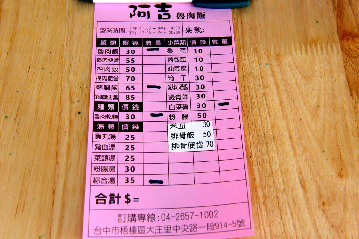 [台中梧棲]阿吉魯肉飯 – 梧棲新開幕的魯肉飯,手切魯肉充滿膠質口感Q彈,酸菜解膩又開胃,炸排骨一大塊才35元也很推薦。(店家邀約)