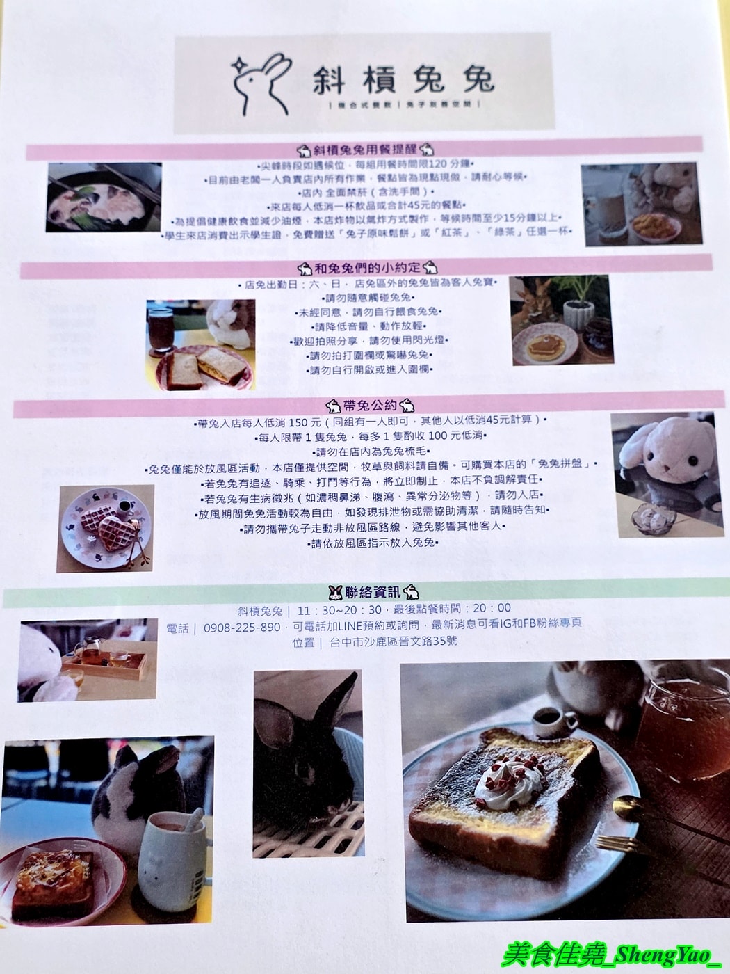 [台中沙鹿]斜槓兔兔 – 海線新開幕的兔子友善餐廳，周末假日會有可愛店兔出沒，平日也可以帶自己的兔子來交朋友。